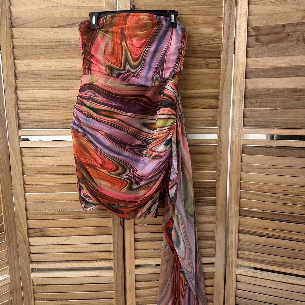 Elliatt Nala Psychedelic Colorful Rainbow Pride Rave Party Mini Dress Size XL - Picture 3 of 11